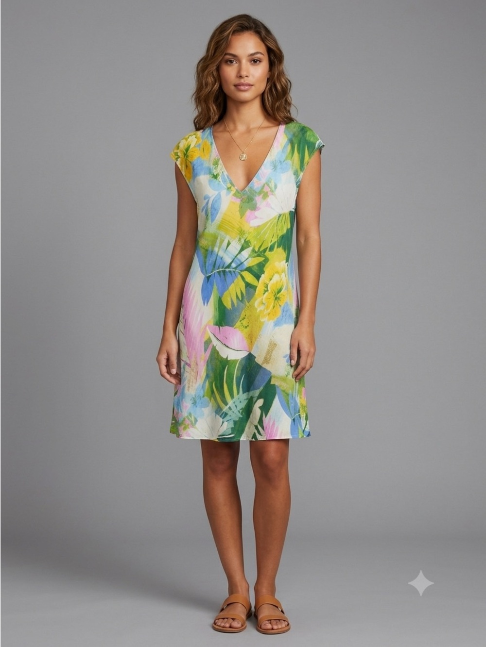 Vintage Jams World Floral Hawaiian Print Rayon Sleeveless Dress - XL 🌺